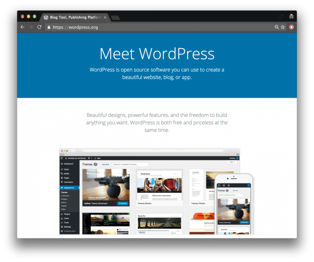 WordPress php website examples