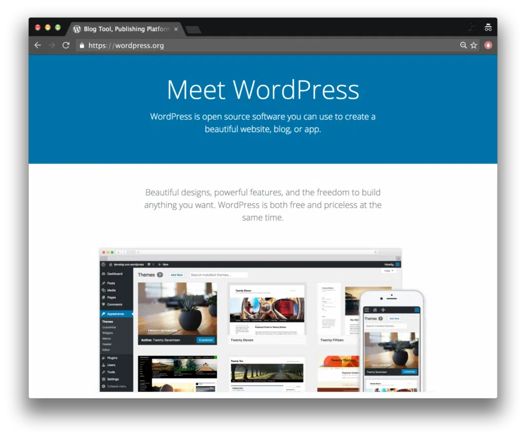 WordPress php website examples