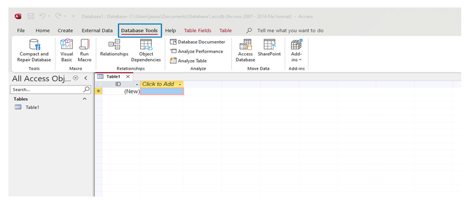 active VBA window