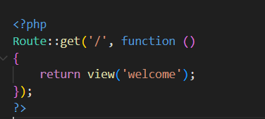 first route for the welcome page in the web.php file