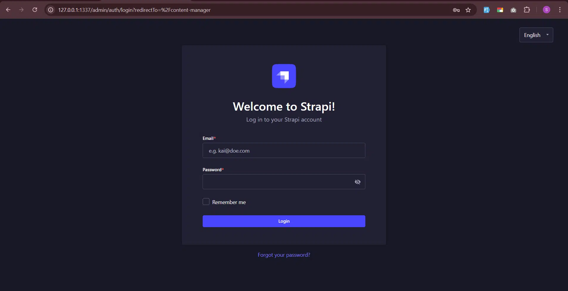 Strapi admin panel